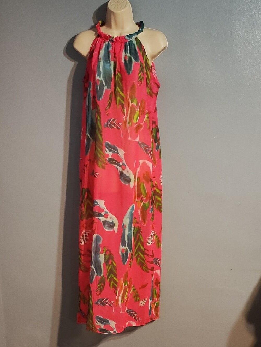 Tropical Pink Halter Maxi Dress - Picture 7 of 17